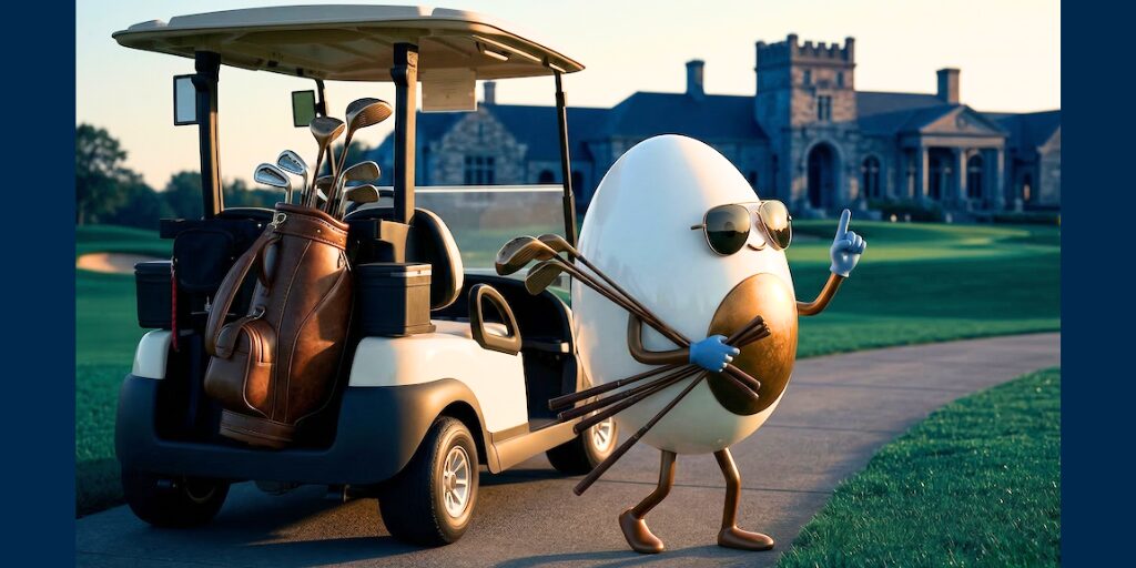 カートから離れる際に必要そうなクラブを複数本持っていく