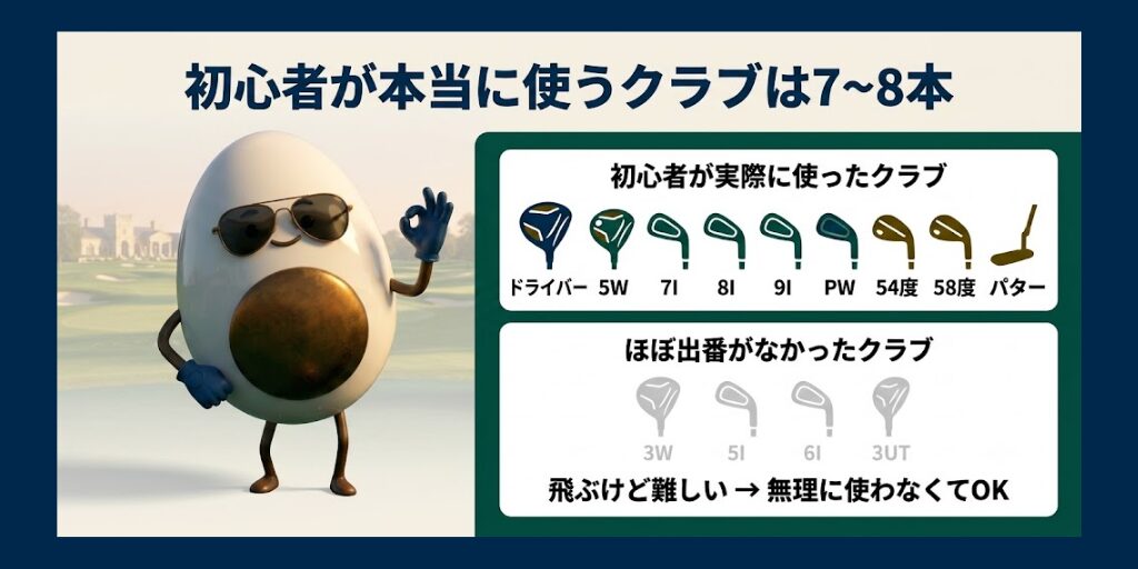 初心者が本当に使うクラブは7〜８本