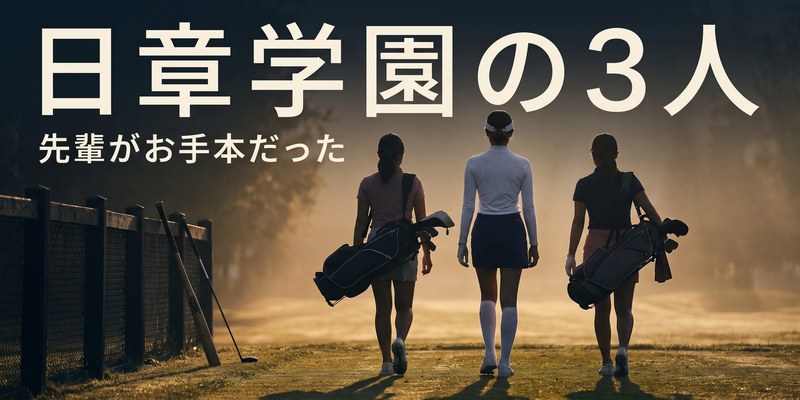 日章学園で同じ時期を過ごした3人の女子ゴルファーのシルエット