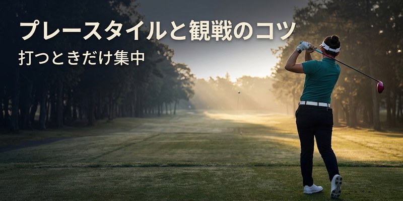 フェアウェイの真ん中へ向かうティーショットを見送る女子ゴルファーの後ろ姿(プレースタイルと観戦のコツ)