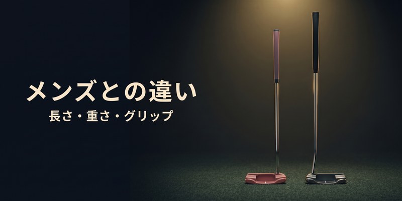 短いピンクのレディースパターと、長い黒いメンズパターを並べて長さを比べた画像