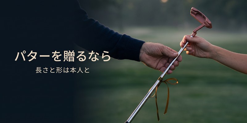 男性の手から女性の手へ、リボンを結んだパターを手渡す画像
