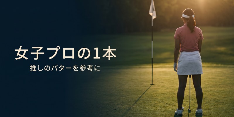 夕暮れのグリーンに立つ女子プロゴルファーの後ろ姿