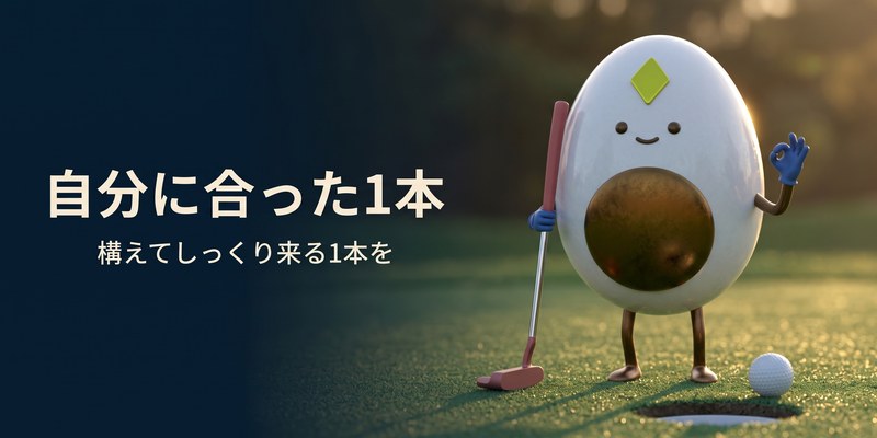 ピンクのパターを持ってOKサインをするマスコット