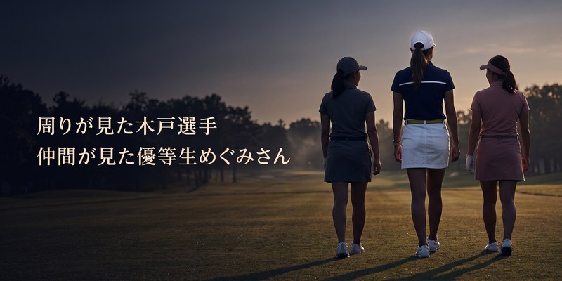 同じ組で回った3人の女子ゴルファーが並ぶ3ショットのシルエット