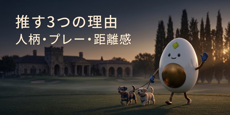 2匹の犬のリードを持って笑顔を見せるマスコットのイラスト